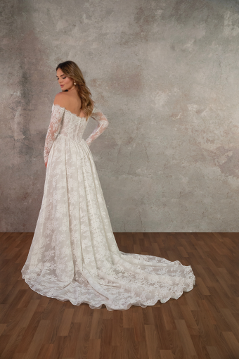 Essense of Australia D4466 #7 (IV-RM) IVORY LACE AND TULLE OVER RUM GOWN thumbnail