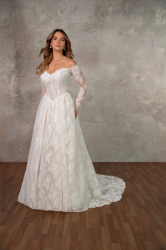 Essense of Australia D4466 #0 default (IV-RM) IVORY LACE AND TULLE OVER RUM GOWN thumbnail