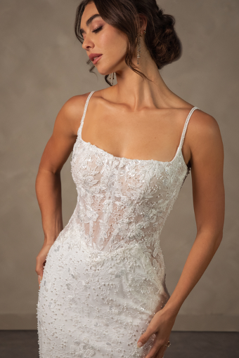 Essense of Australia D4567 #12 default (IVIV-PL) Ivory Lace & Tulle over Ivory Gown w Porcelain Tulle Illusion thumbnail