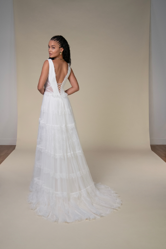 All Who Wander Gray #9 (IVIV-PL) Ivory Lace and Tulle over Ivory Gown w Porcelain Tulle Plunge thumbnail