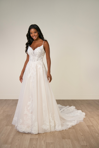 Stella York SY8293 #0 default (IVIV-PL) Ivory Lace & Tulle over Ivory Gown w Porcelain Tulle Plunge thumbnail