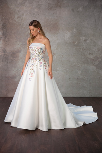 Essense of Australia D4217 #0 default (BH-IV) BLUE BLUSH LACE ON IVORY GOWN thumbnail